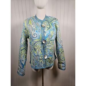 Patty Kim Paisley Quilted Reversible Cardigan Women's Size M NWT